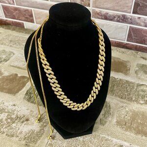 14K Gold plated adjustable Cuban Necklace choker